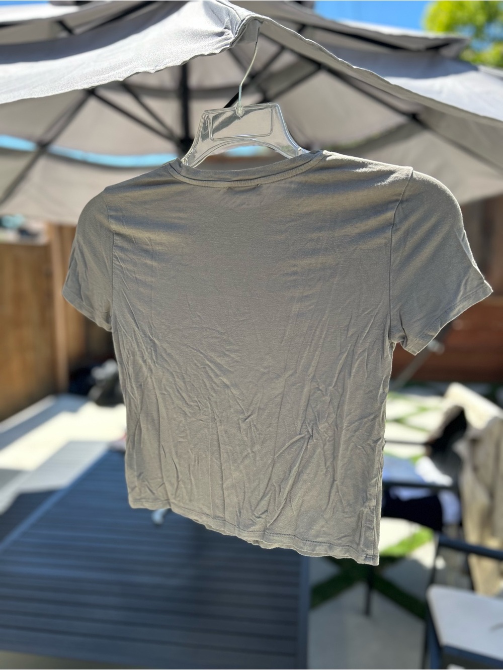 Babaton Light Gray Short Sleeve Crop Top